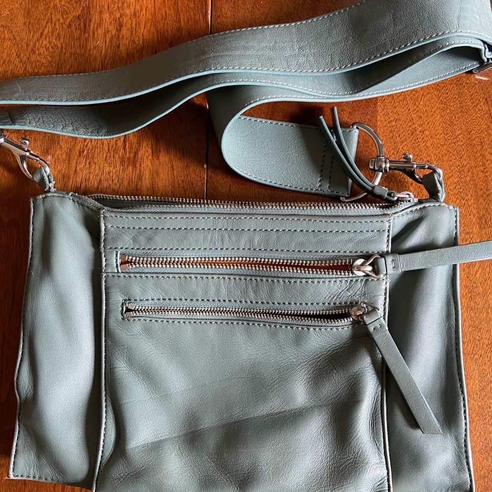 & Other Stories Leather Crossbody Purse in Sage Green